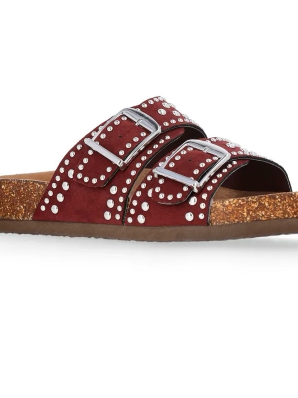 NWT Time and Tru Burgundy Double-Buckle Slide Sandals